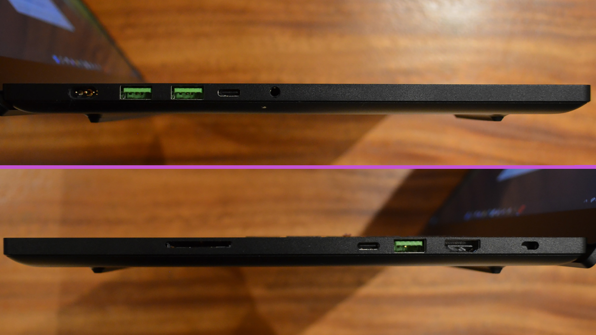 A Razer Blade 15 (2022) on a wooden table