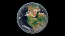 An illustration of Earth 200 million years ago as Pangaea, the last supercontinent, began to break apart.