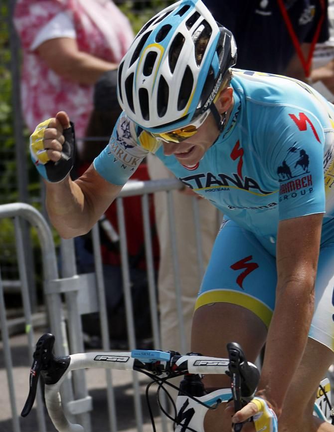 Lieuwe Westra (Astana) shows his disappointment after placing second in stage six