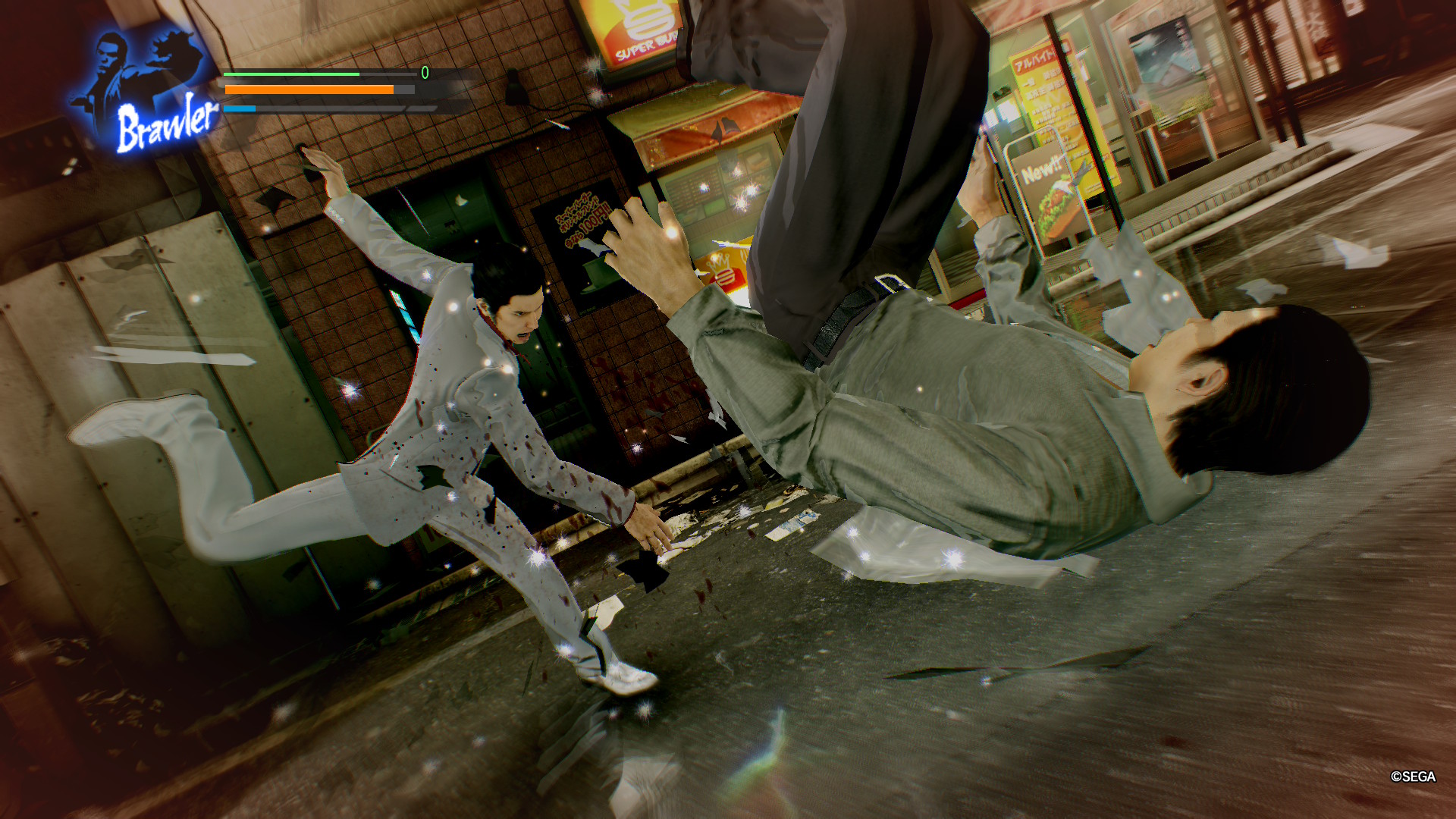 Kiryu attacks a ruffian in Yakuza Kiwami