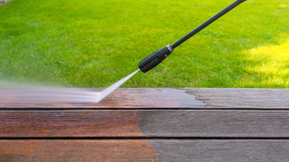 Pressure washing decking