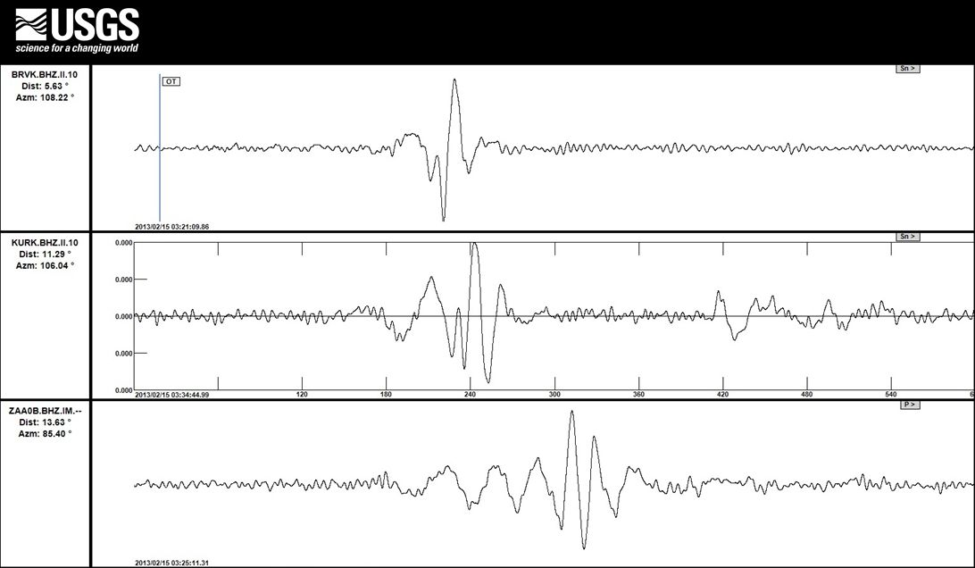 Russian meteor seismogram