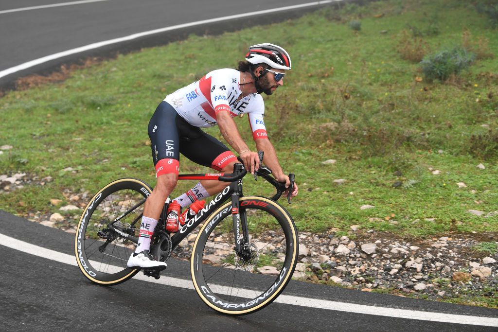 VILLAFRANCA TIRRENA ITALY OCTOBER 06 Fernando Gaviria Rendon of Colombia and UAE Team Emirates during the 103rd Giro dItalia 2020 Stage 4 a 140km stage from Catania to Villafranca Tirrena girodiitalia Giro on October 06 2020 in Villafranca Tirrena Italy Photo by Tim de WaeleGetty Images
