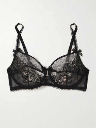 Violah Tulle and Lace Underwired Soft-Cup Bra