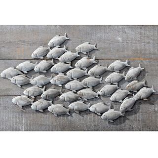 Fish Schwarm Plaque Metal Wall Art