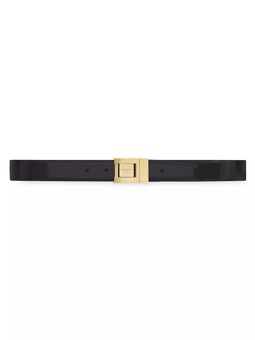 Male Buckle Belt in Shiny Leather