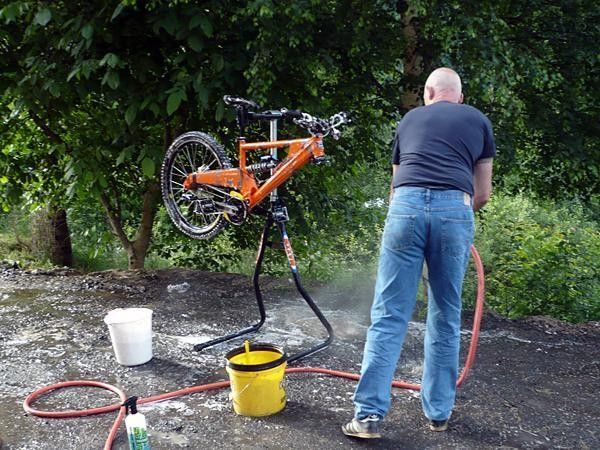 A bike washing station