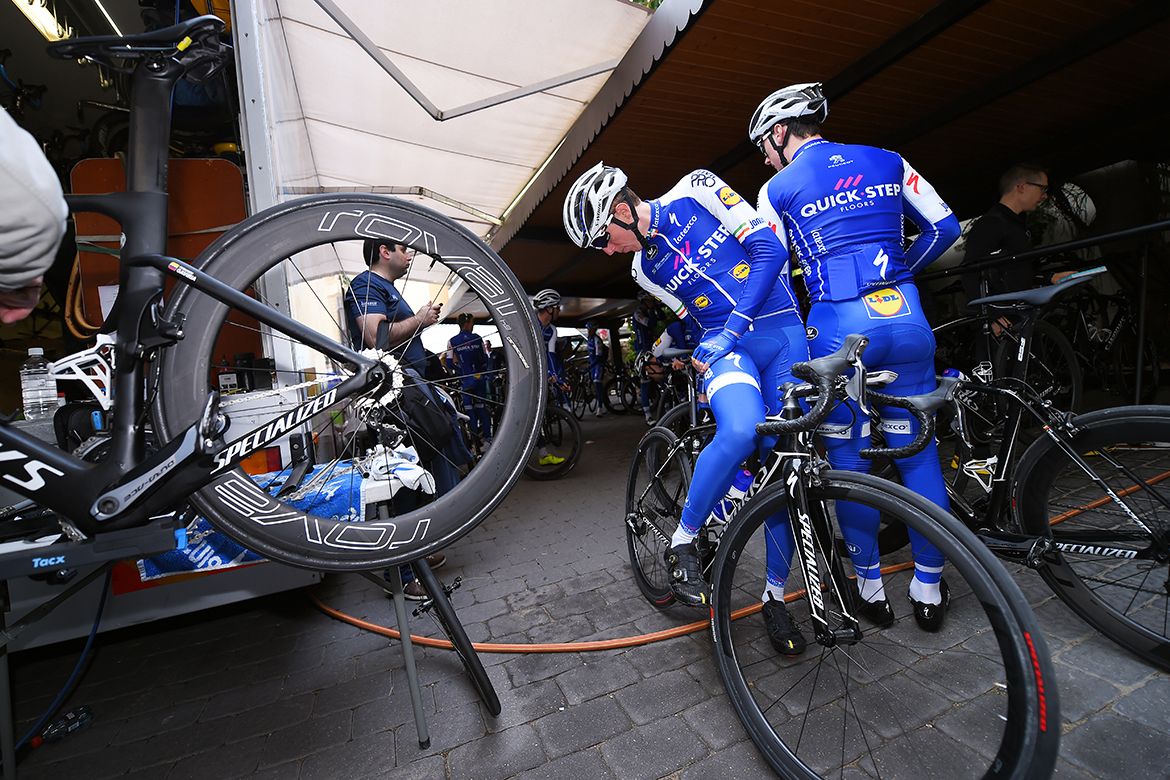 Last minute adjustments for Dan Martin before the Quick-Step training camp