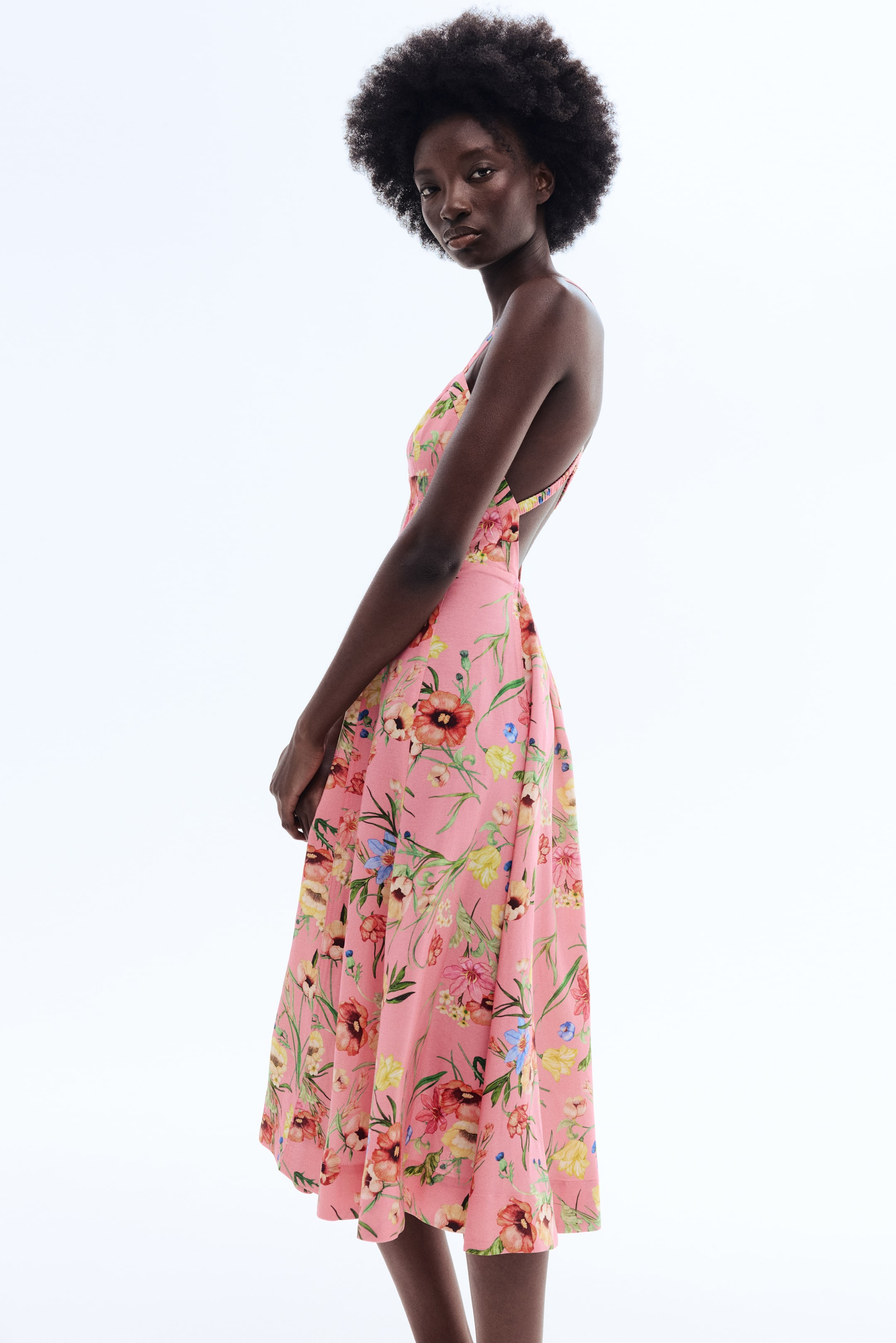 Flared Linen-Blend Dress