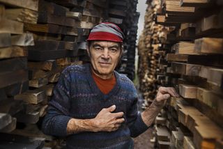 A worker in the Forestal Peninsular sawmill in Santander, northern Spain