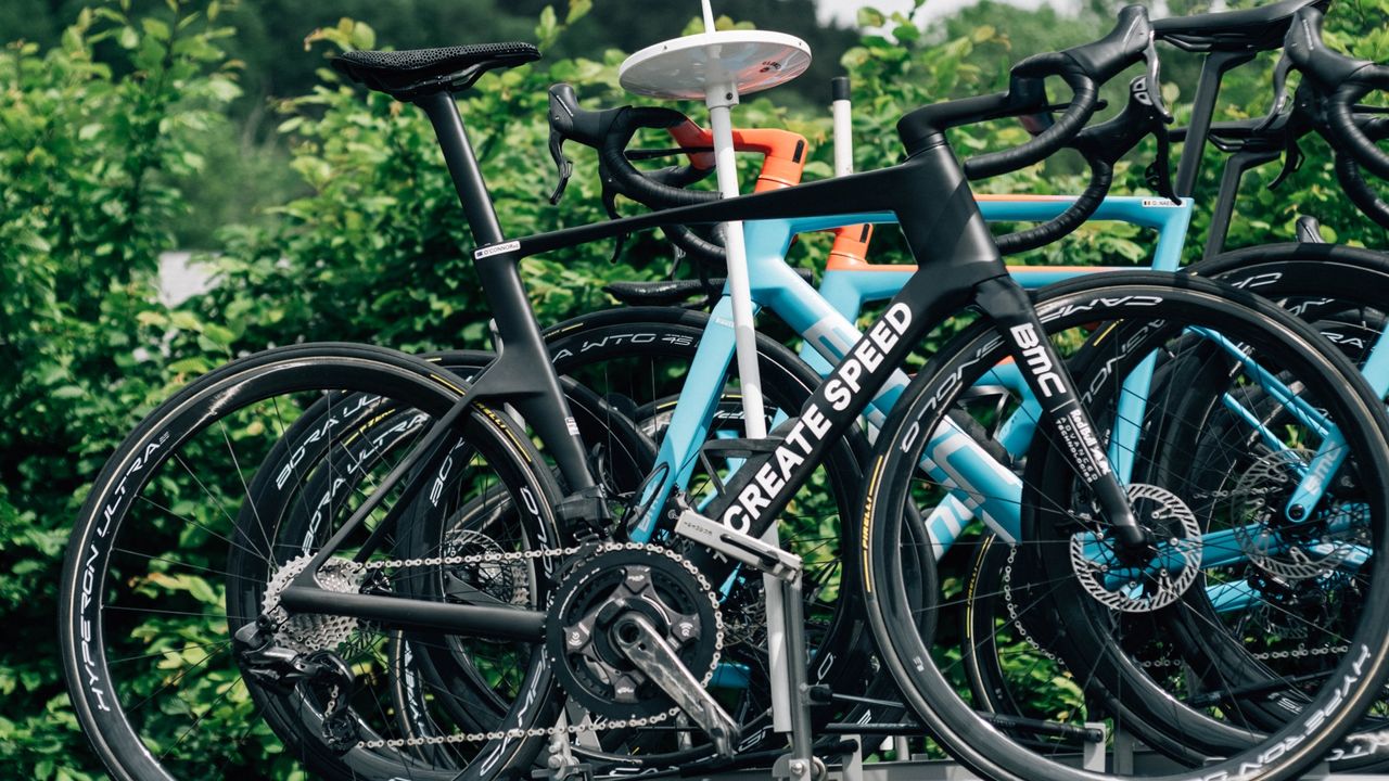 BMC prototype aero bike on team car