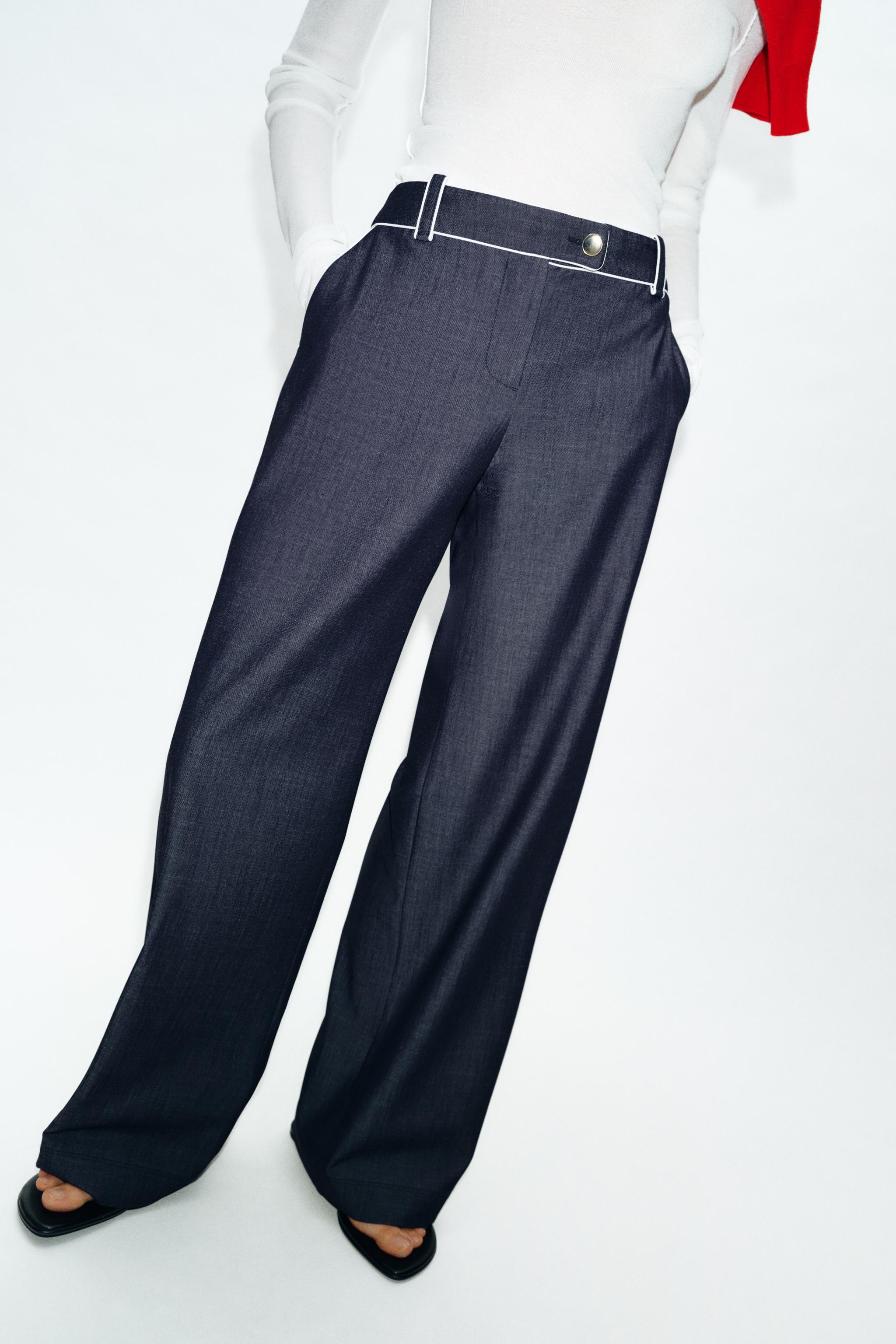 Wide-Leg Trousers With Contrasting Trim