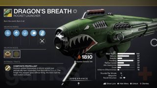 Destiny 2 exotic weapon dragon's breath rocket launcher
