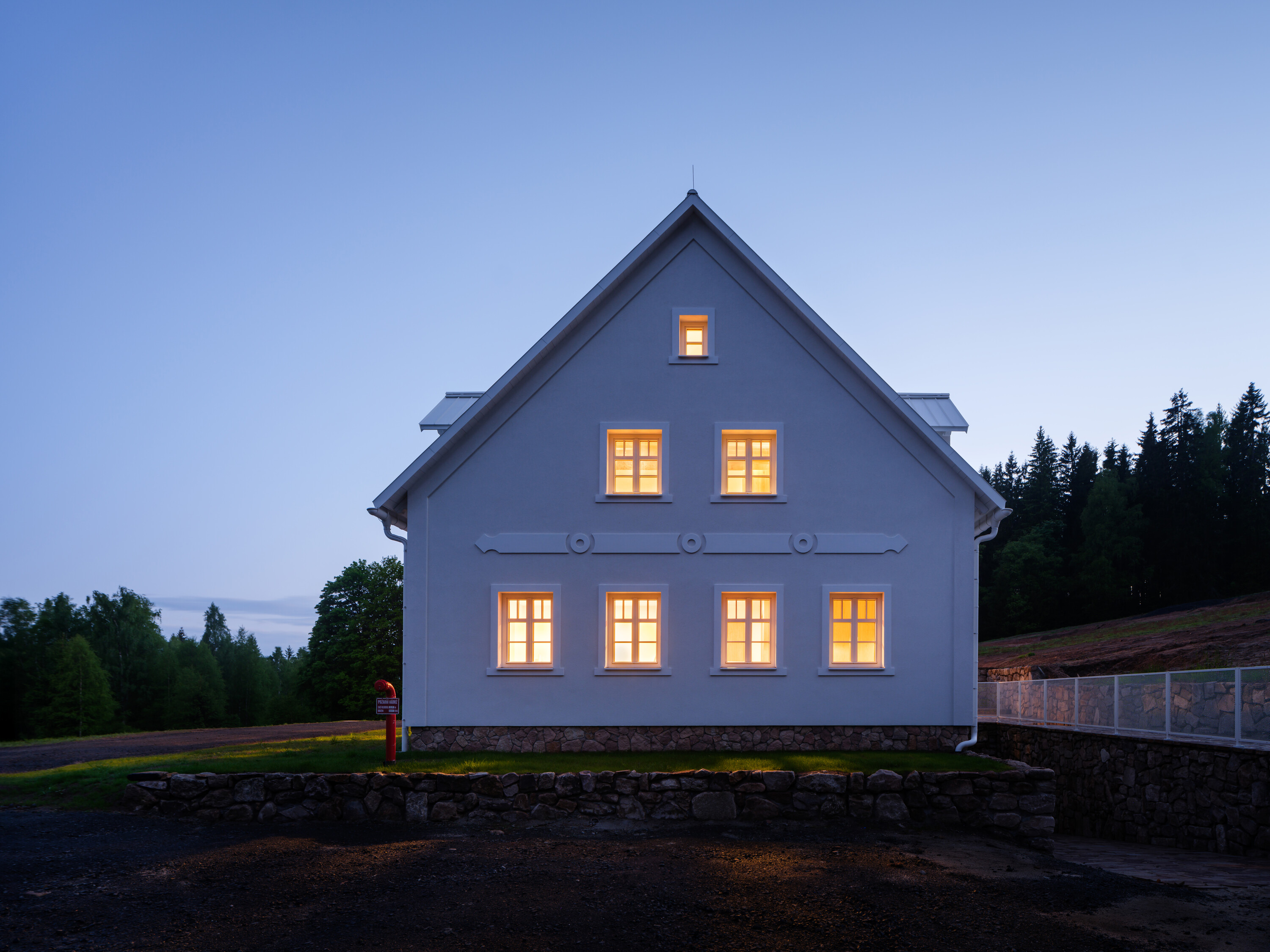 The traditional facade of the restored house