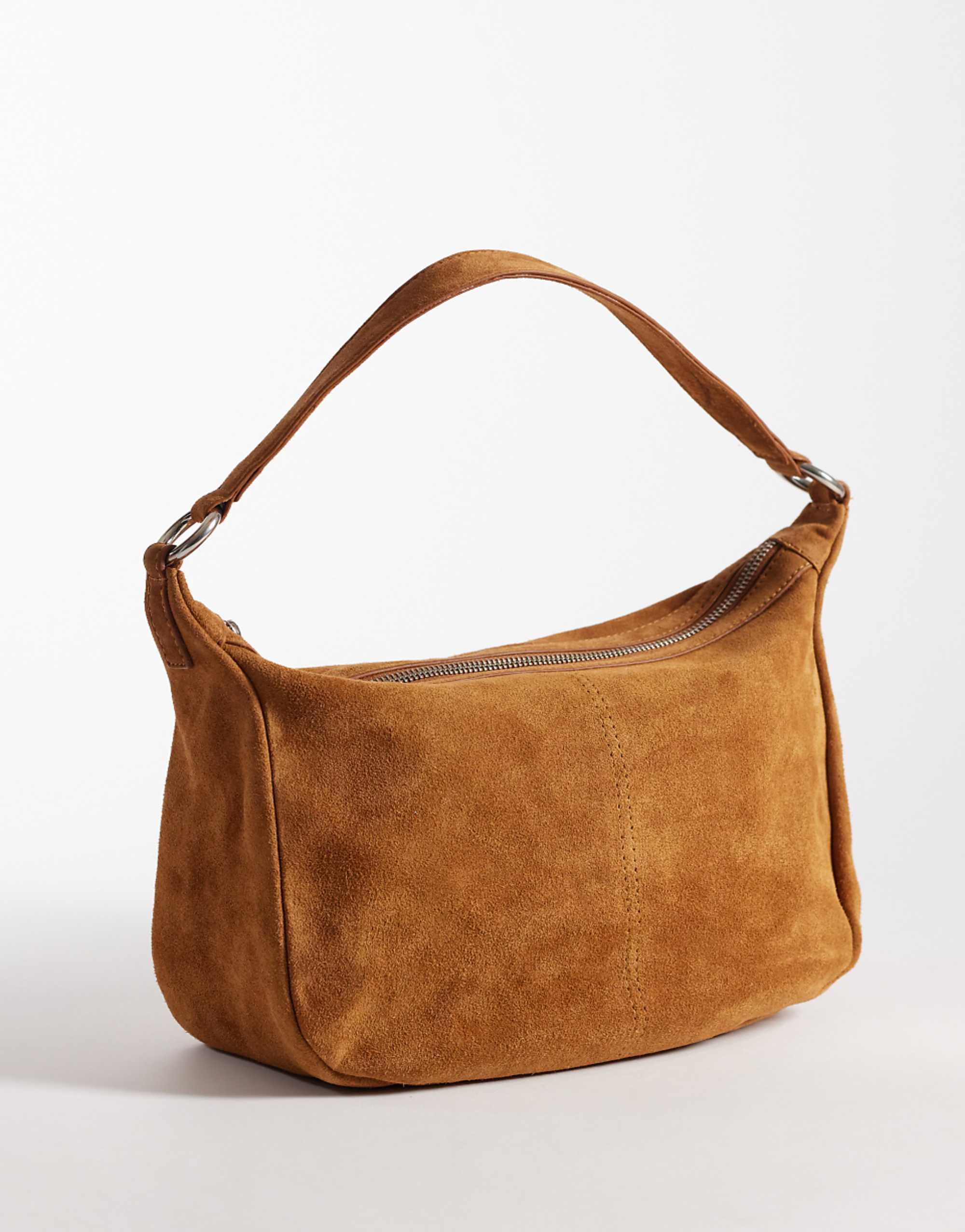 Asos Design Suede Scoop Shoulder Bag in Chestnut Brown
