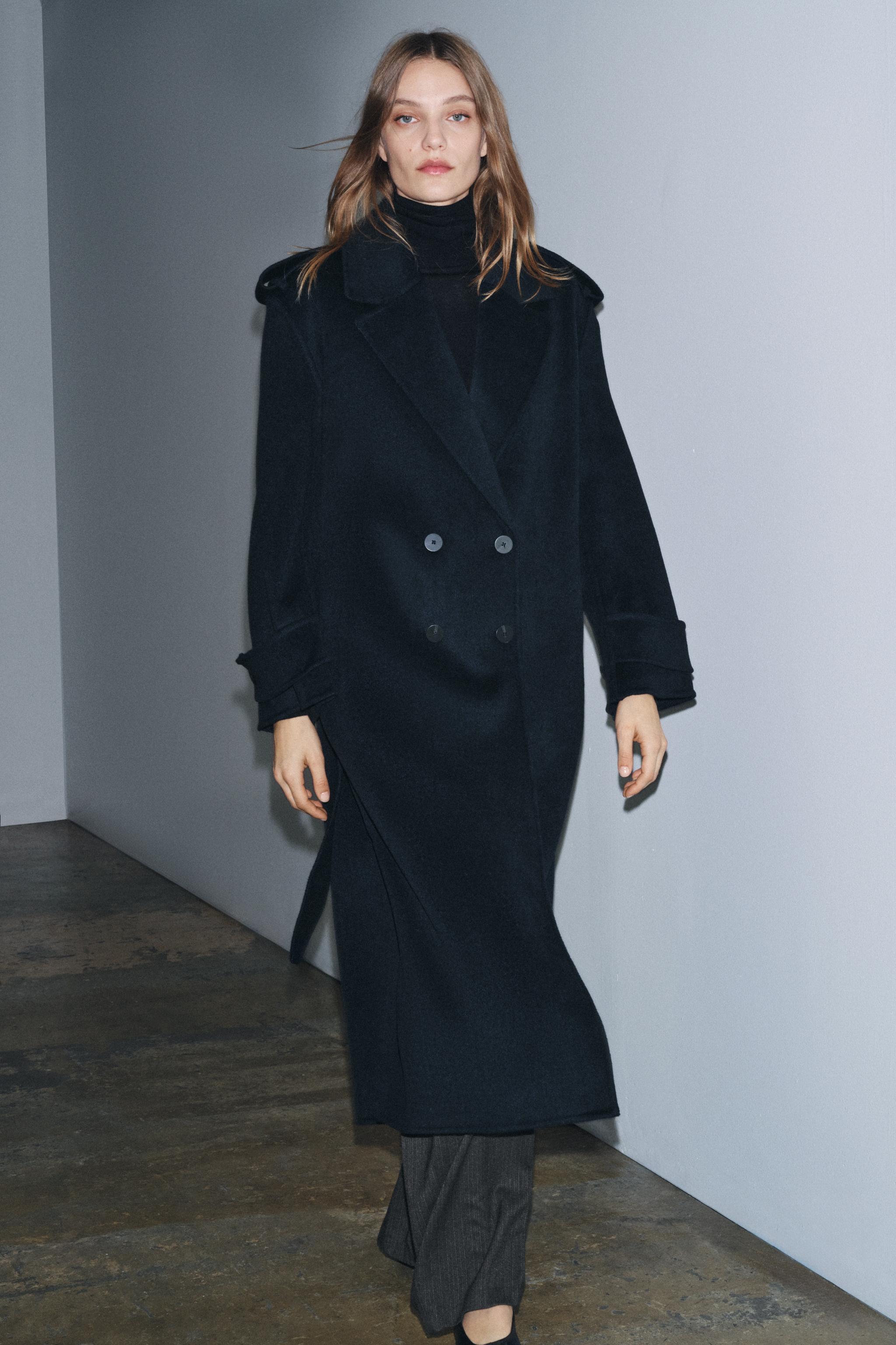 Long Wool Blend Coat Zw Collection Limited Edition