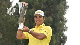 Hideki Matsuyama with the Genesis Invitational trophy