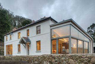 a modern house extension with glazing