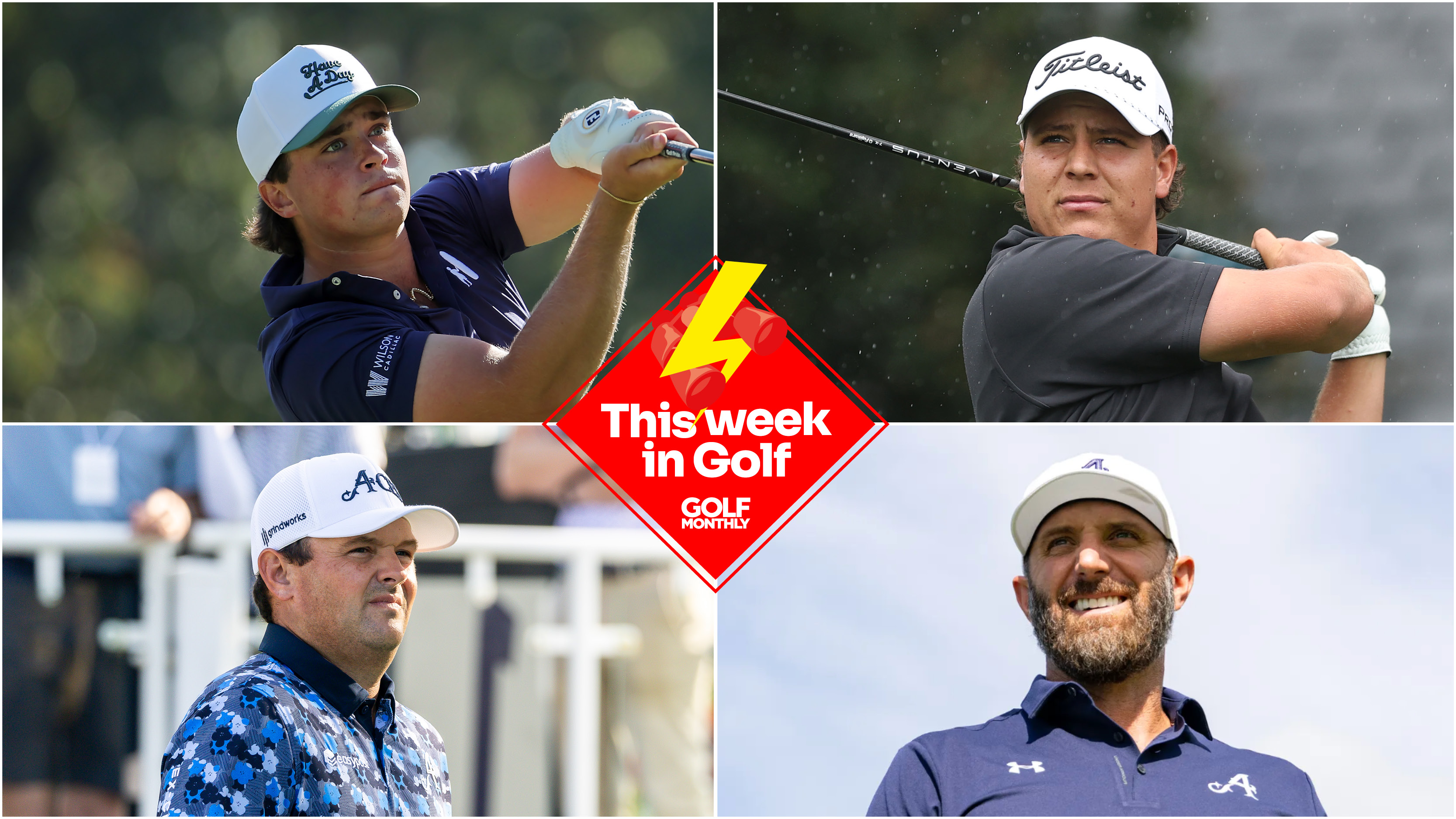 (top left) Michael La Sasso, (top right) Aldrich Potgieter, (bottom left) Patrick Reed and (bottom right) Dustin Johnson