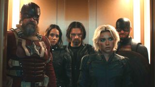The Thunderbolts in an elevator together.