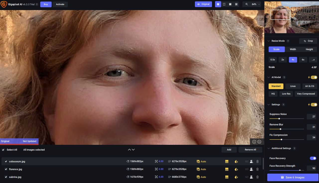 Gigapixel AI with original image.