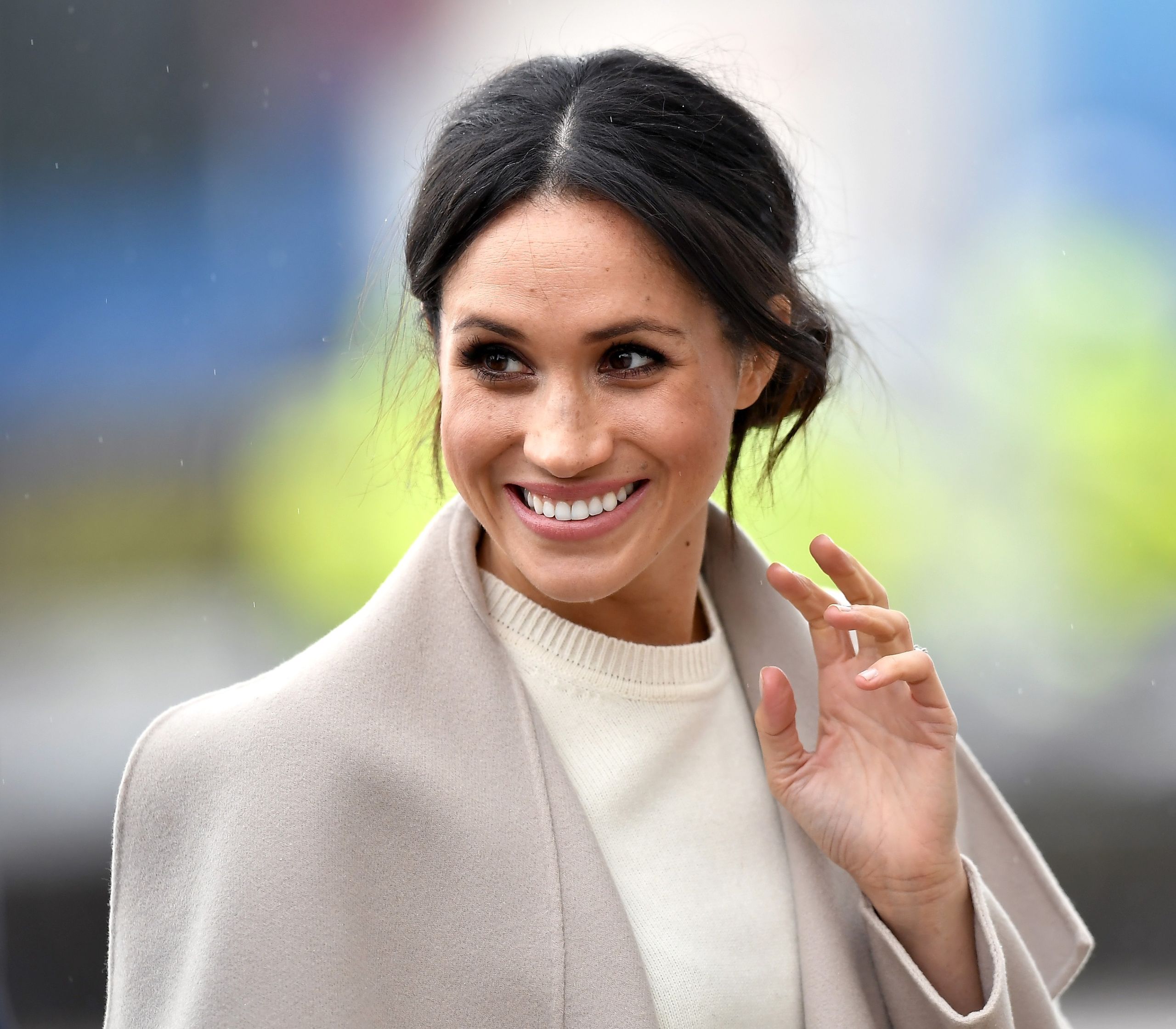 BELFAST, UNITED KINGDOM - MARCH 23: Meghan Markle is seen ahead of her visit with Prince Harry to the iconic Titanic Belfast during their trip to Northern Ireland on March 23, 2018 in Belfast, Northern Ireland, United Kingdom. (Photo by Charles McQuillan/Getty Images)