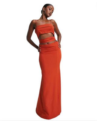 Trendyol maxi dress with tie waist cut out