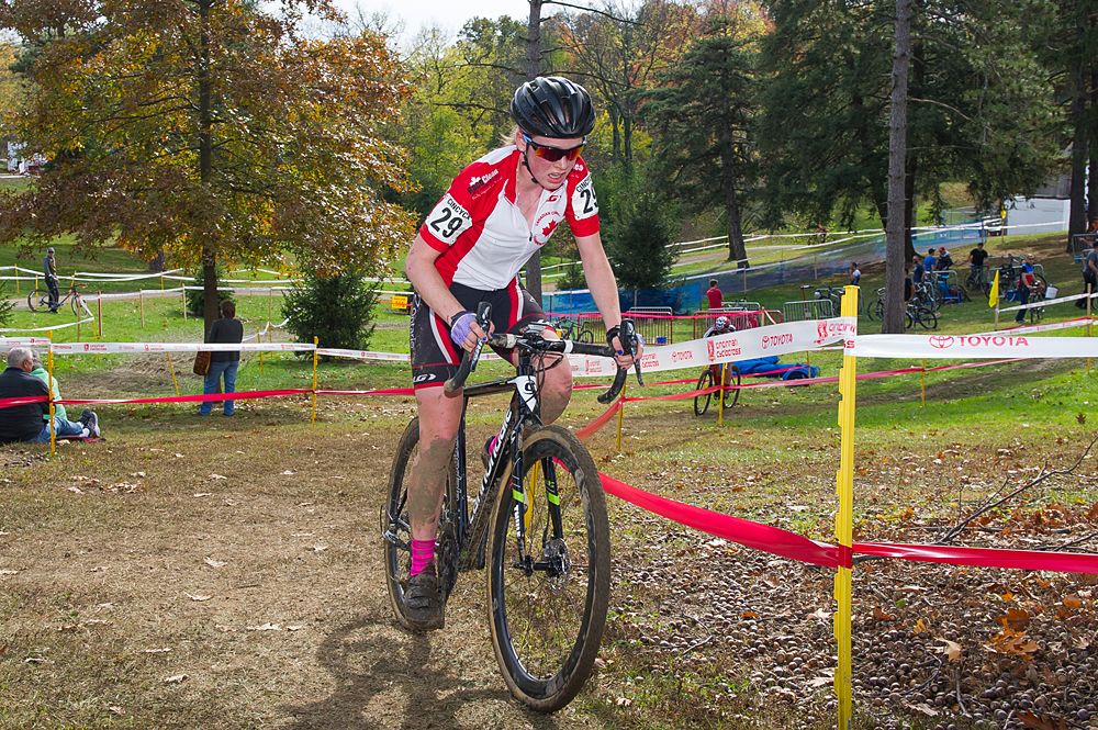 Ruby West (Can) Centurion Next Wave makes her way past the pit area during the final laps of racing.