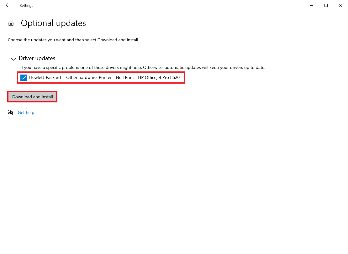 Descargar actualizaciones de controladores de Windows 10