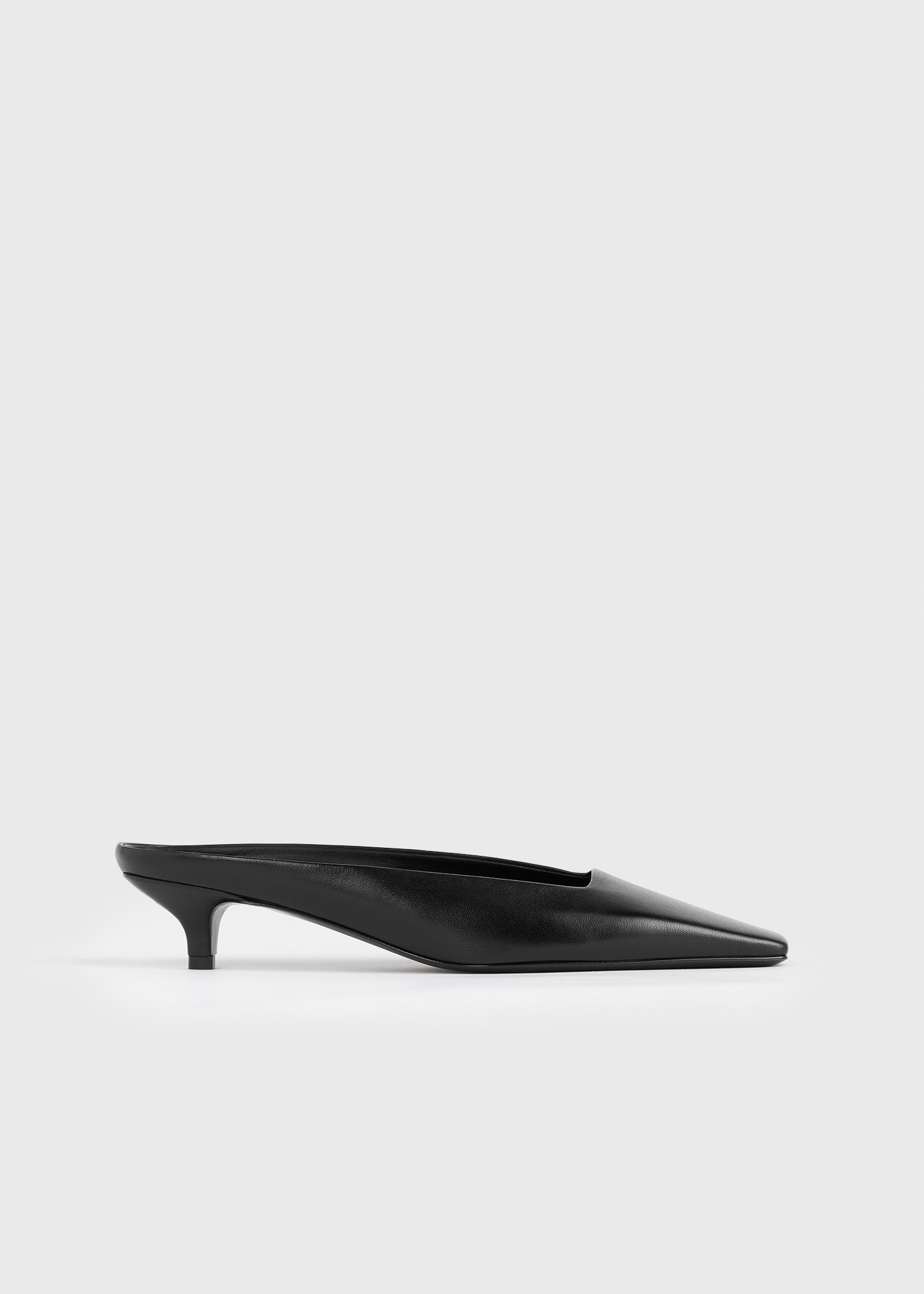 Square Leather Kitten Mules Black - 35