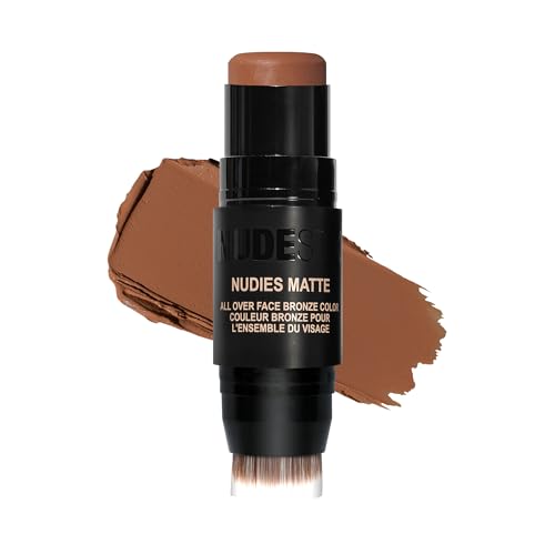 Nudestix Nudies Bronze All Over Matte Bronzing Stick &amp;ndash; 3-In-1 Cream Bronzer for Cheeks, Eyes &amp;amp; Lips With Built-In Brush | Natural Contour &amp;amp; Sun-Kissed Glow | Vegan, Long-Wear Makeup (manila)