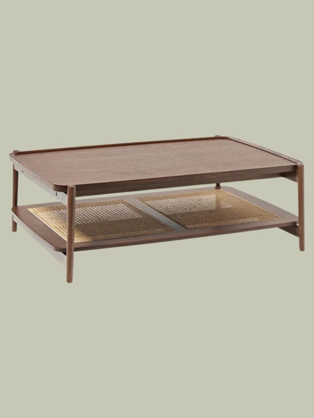 Westwing Collection, Wooden Coffee Table Libby, With Viennese Wickerwork