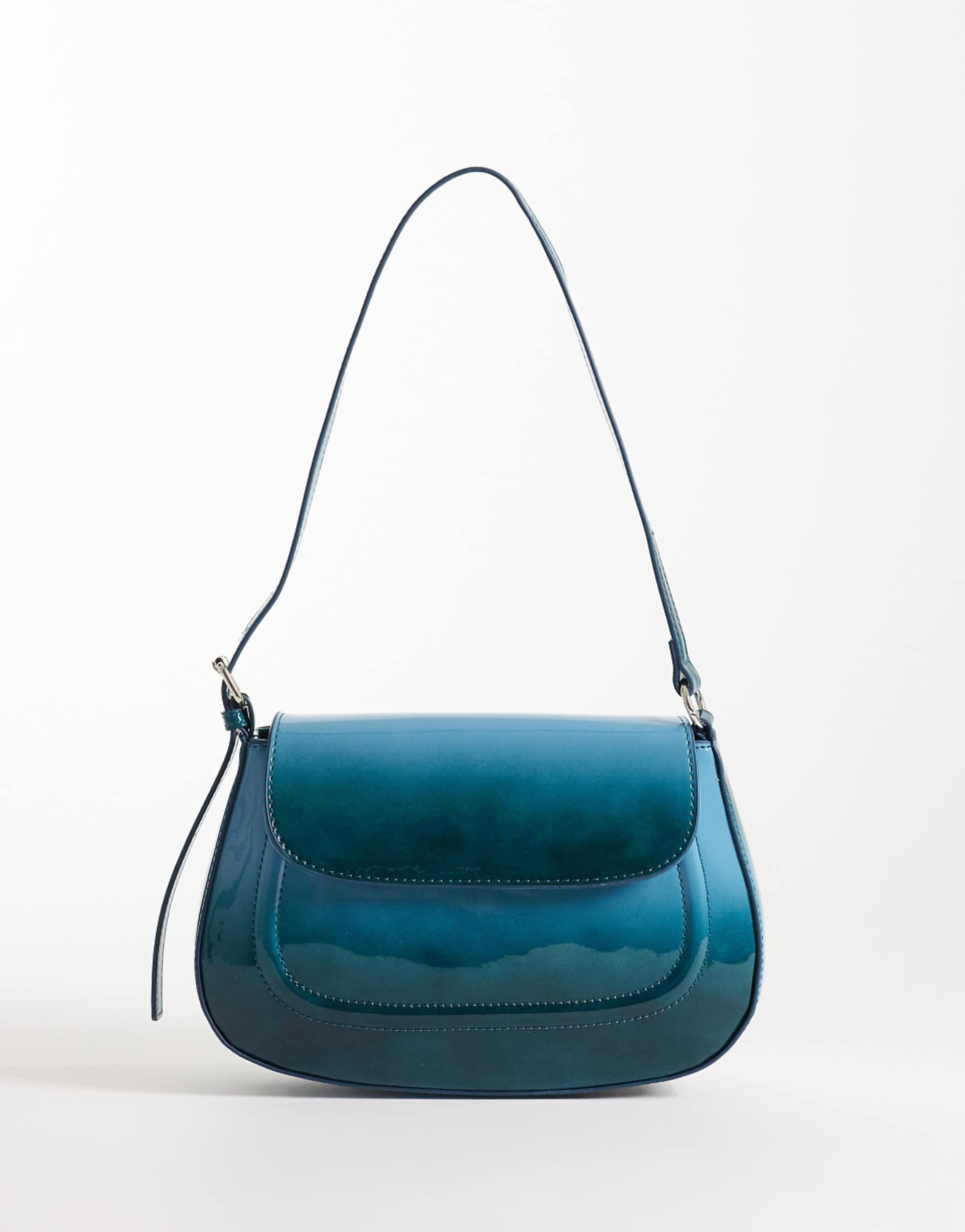 Asos Design High Shine Flap Shoulder Bag in Ombre Blue