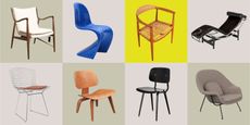 collage of iconic mid century chairs