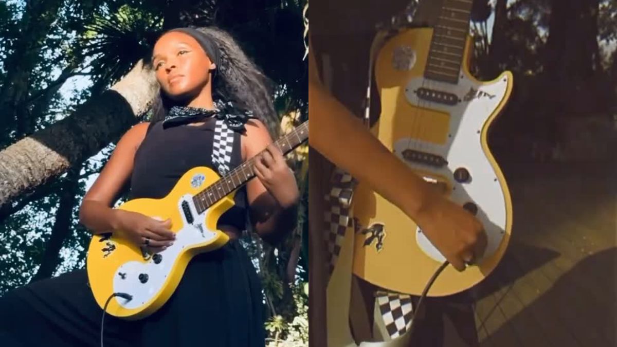 Janelle Monae playing an Epiphone Les Paul