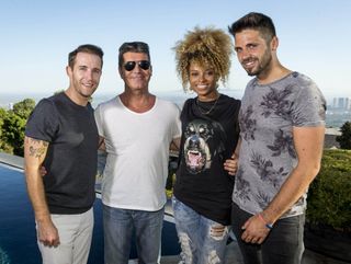 Simon Cowell and his X Factor acts - Jay, Ben, Fleur and wildcard Stevi