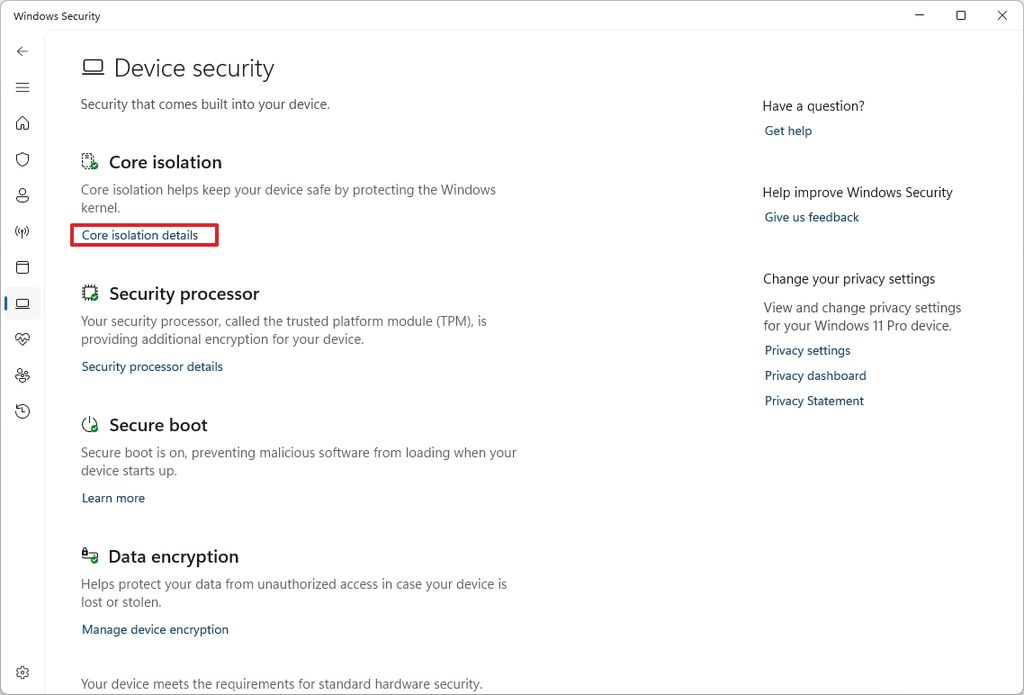 Core isolation details