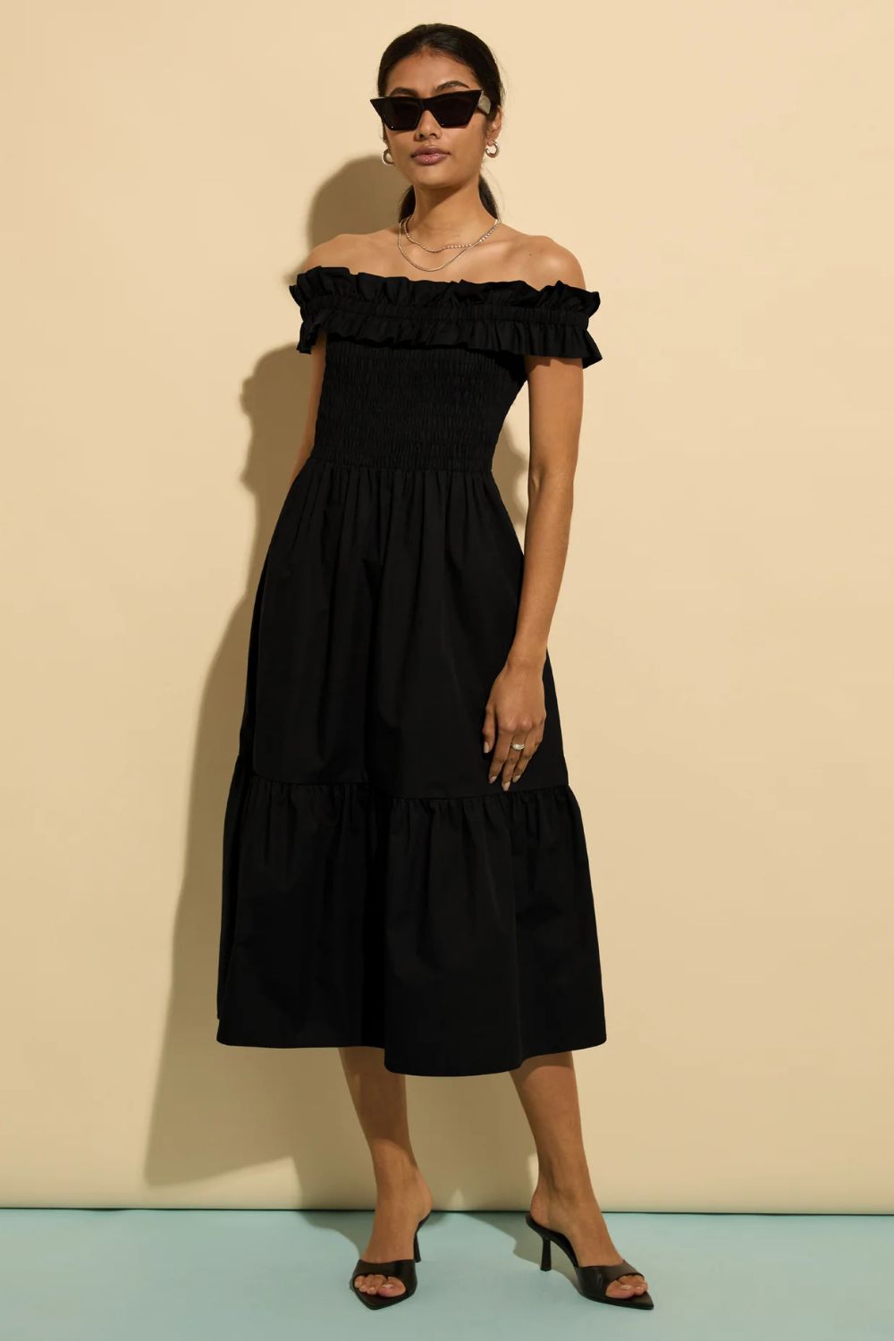 Baukjen Rafaella Organic Cotton Off Shoulder Midi Dress