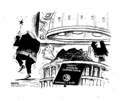 Political cartoon U.S. Trump GOP division McConnell