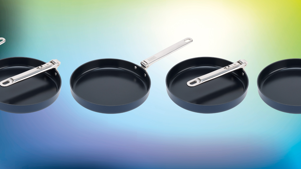 frying pan illustration on a colorful background