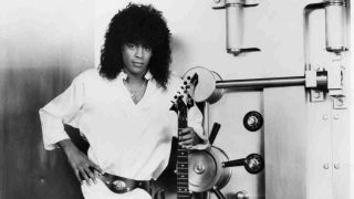 Guitarist Tony MacAlpine posing for a solo photograph in 1987