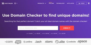 Hostinger's domain name checker webpage