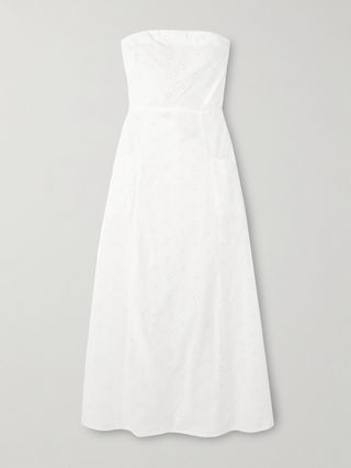 Stapless Bow-Detailed Broderie Anglaise Organic Cotton Midi Dress