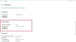 Network Properties DNS Settings