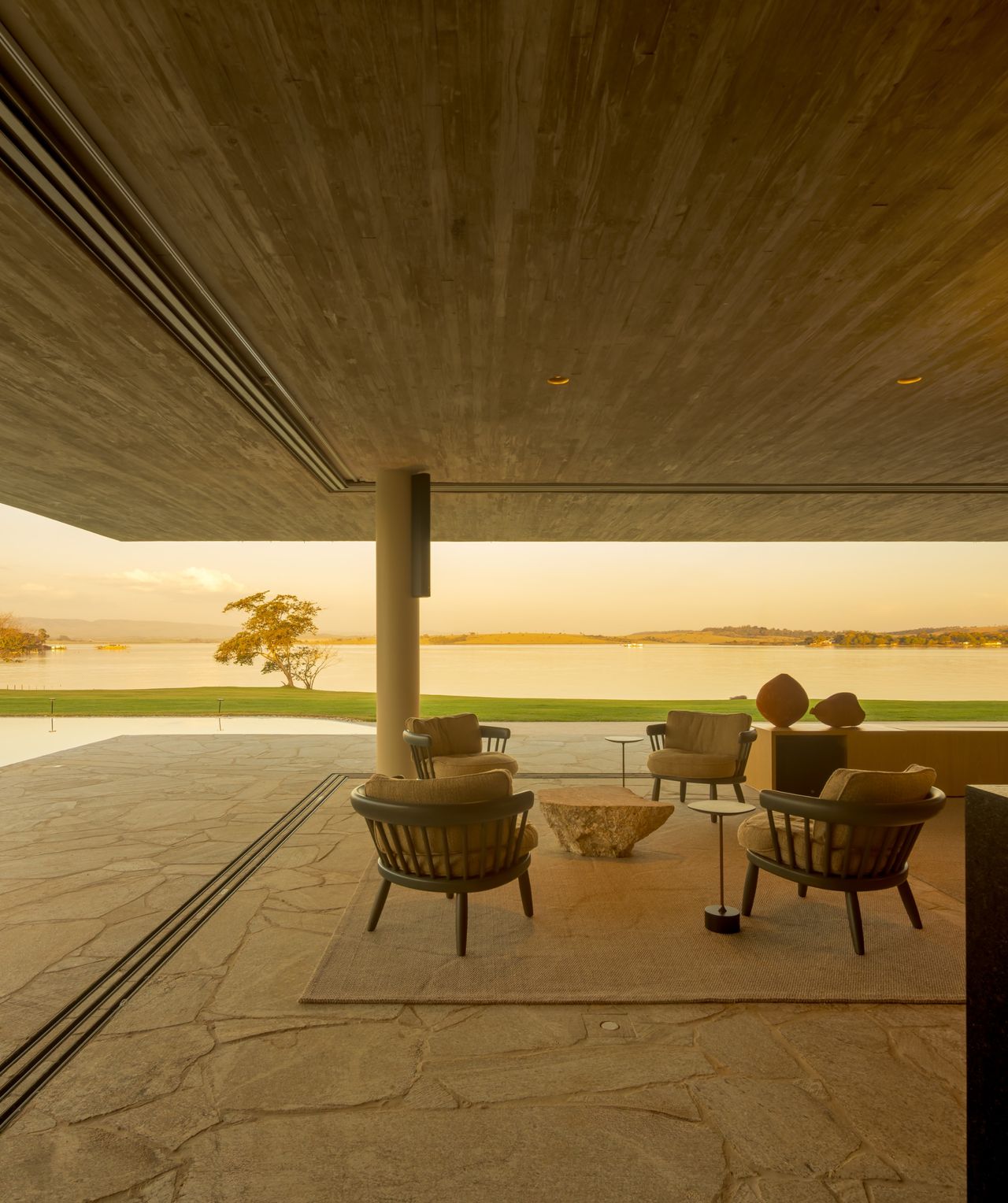 Views out across the pool and reservoir
