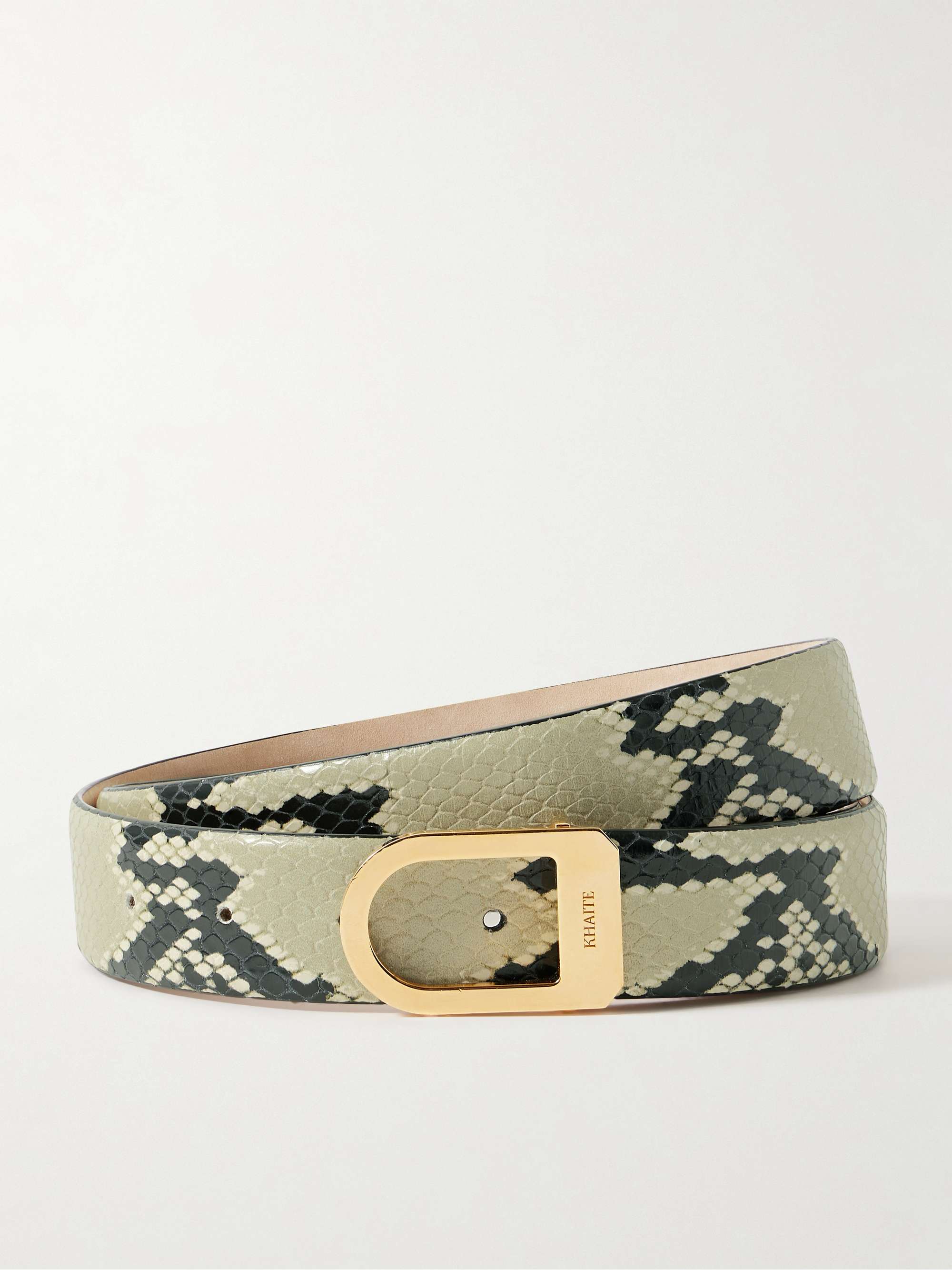 Saddle Snake-Effect Leather Belt