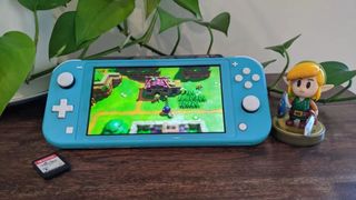 Nintendo Switch Lite with Link's Awakening and Link amiibo