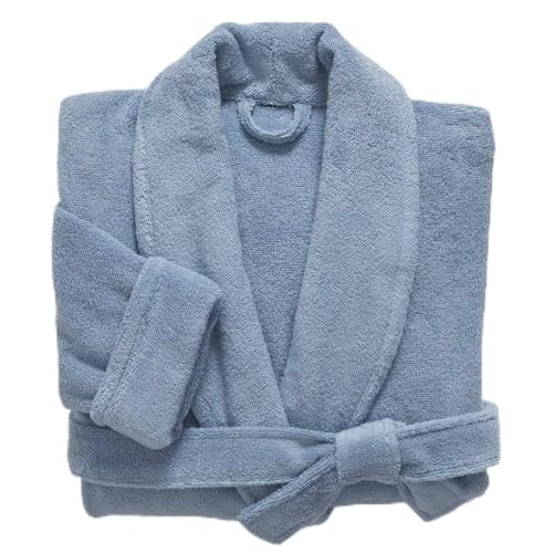Brooklinen Luxury Cotton Bath Robe, Oeko-Tex Certified, Ultra Soft, Adjustable, Plush &amp;amp; Machine Washable &amp;ndash; Premium Turkish Plush Robes for Women &amp;amp; Men (ocean Blue, Extra Small)