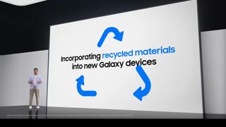 Samsung's showcase on using recycled materials and their impact at Unpacked August 2022