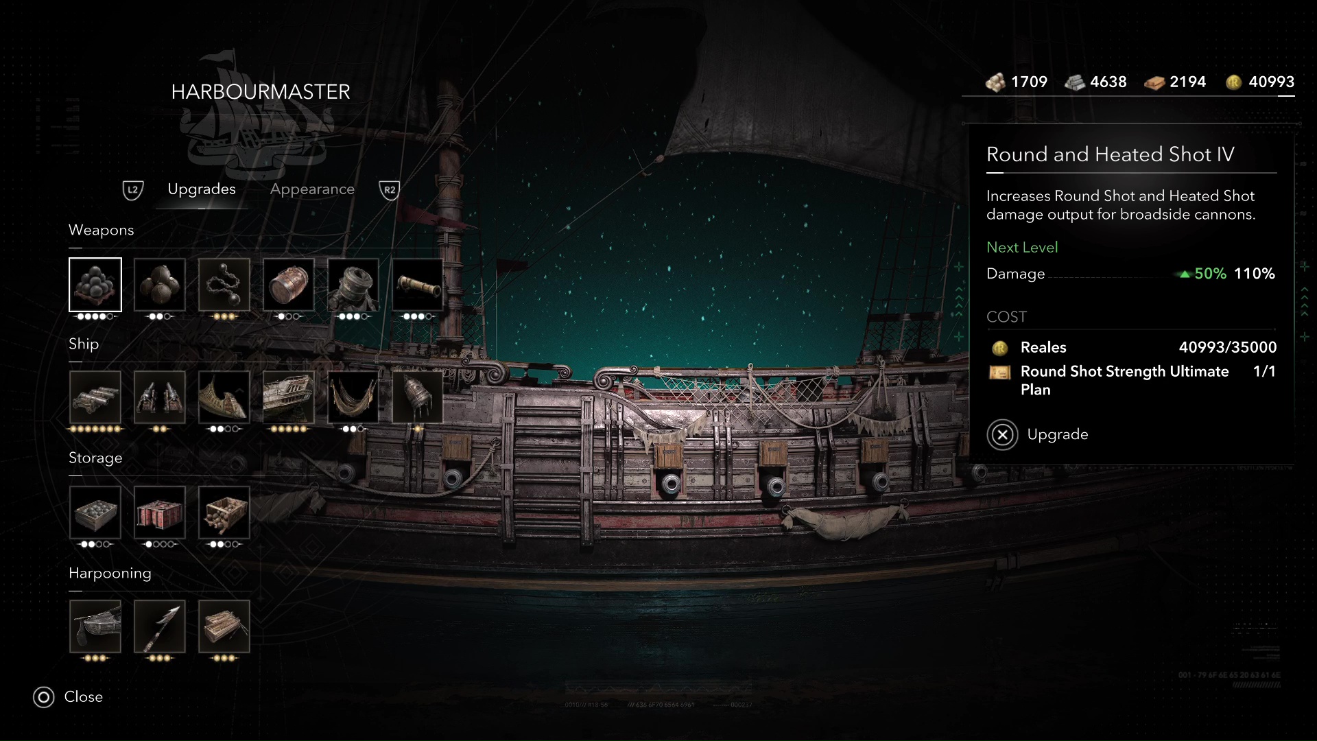 The Round Shot Strength Ultimate Plan is used to install an upgrade in Black Flag